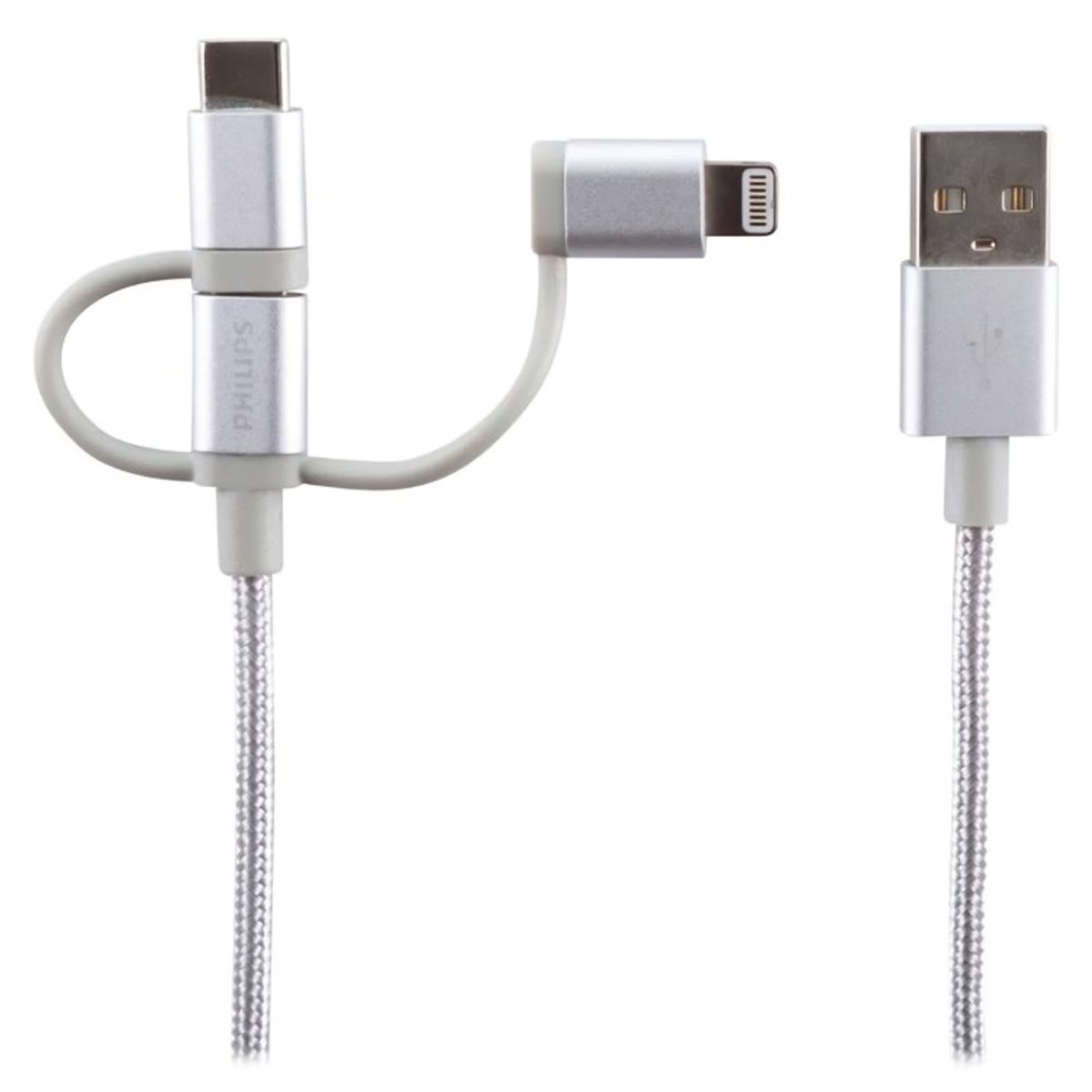 PHILIPS - Cable Philips DLC260 3 en 1  Lightning USB-C DLC2608SR