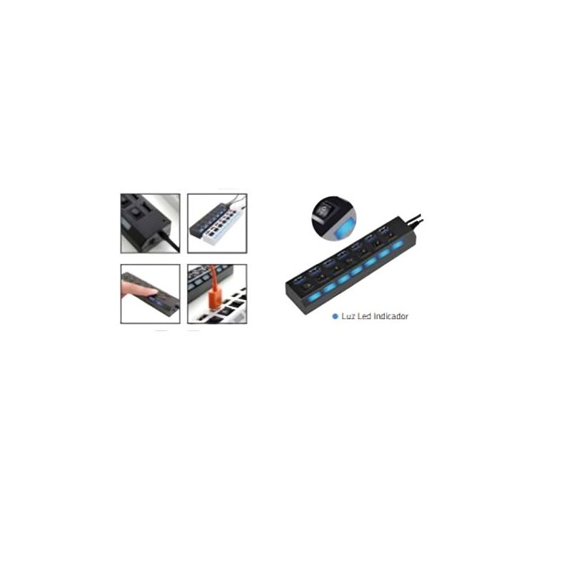 TECNOLAB - HUB USB 30 7 PUERTOS DE ALTA VELOCIDAD INDICADOR LED