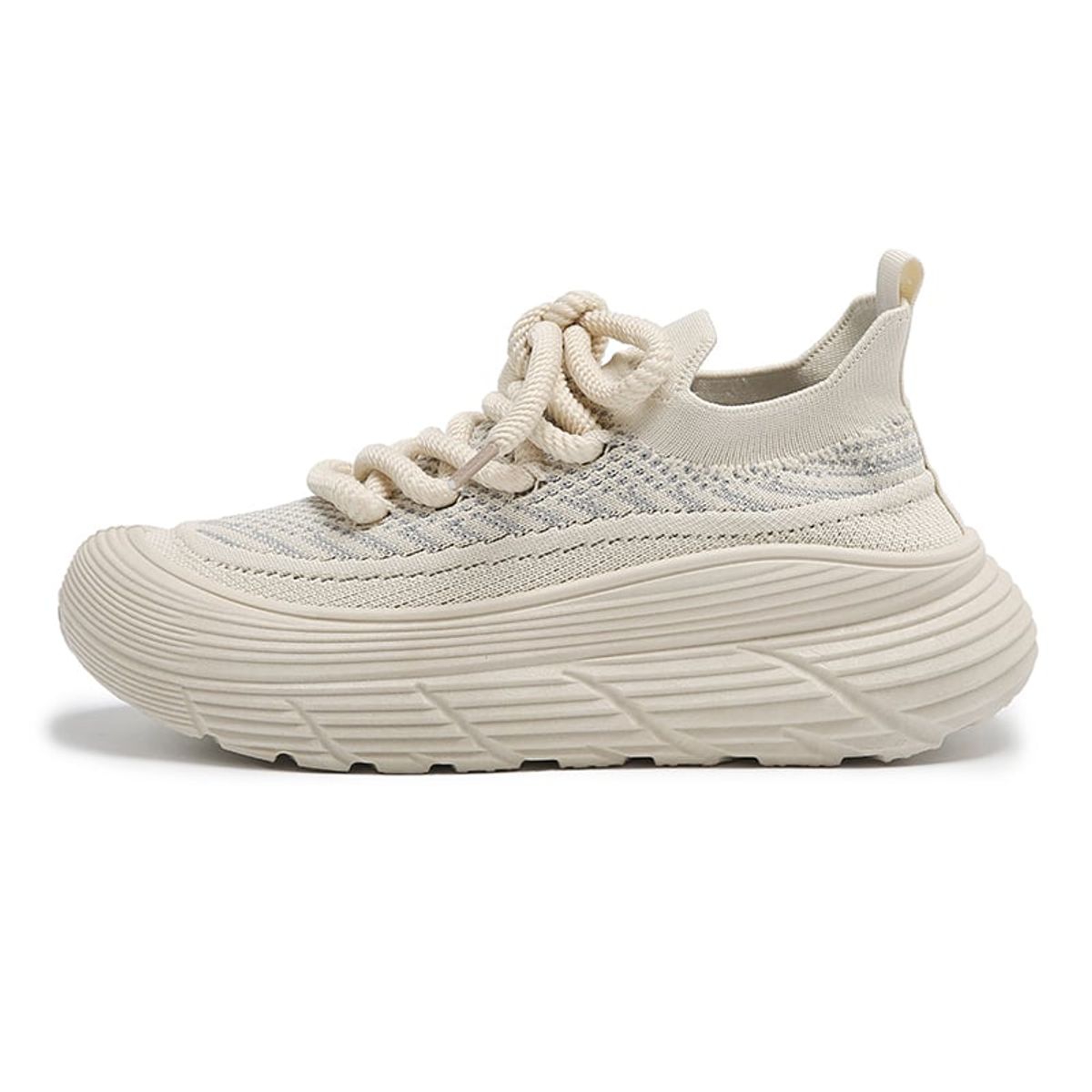 SHANDIAN - Zapatillas Plataforma Mujer Beige