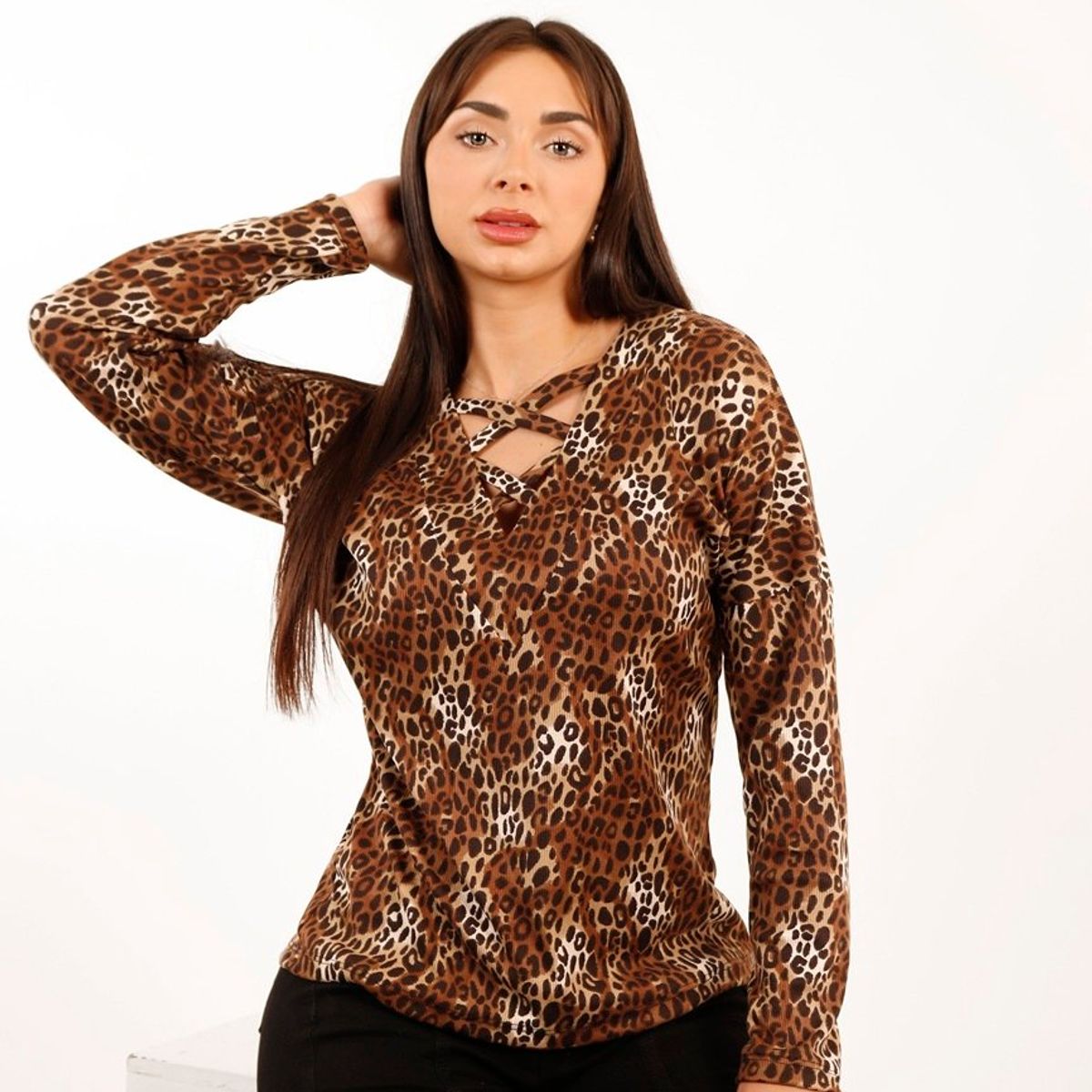 TENTATION - Polera Leopardo Pabilo Café Tentation