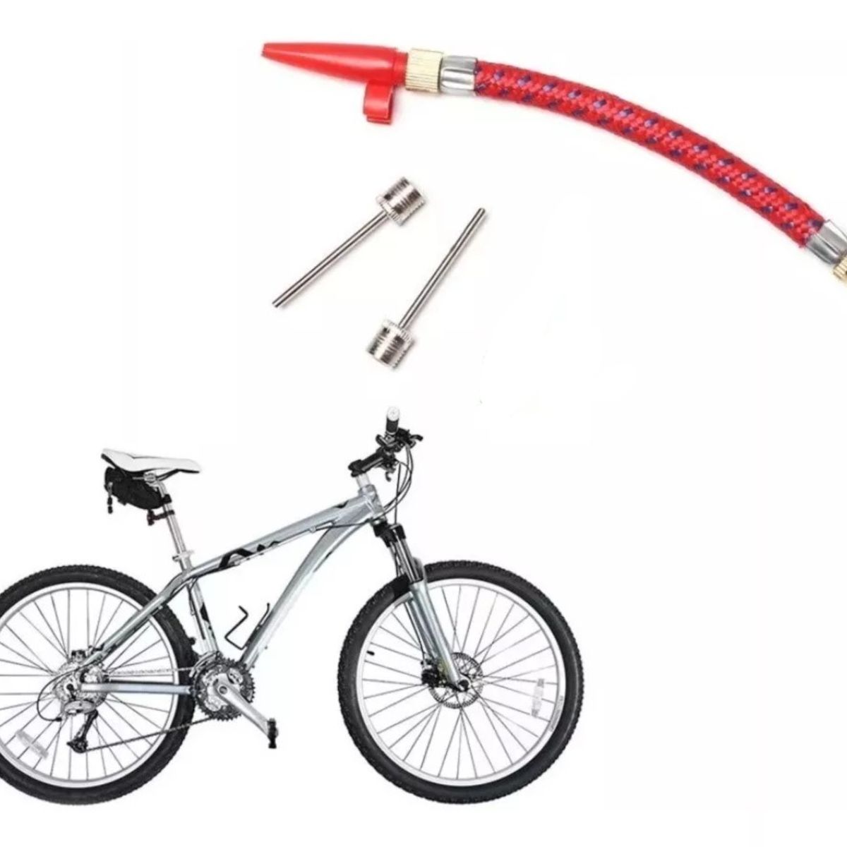 GENERICO - Kit De 5 Piezas Agujas De Inflar Balones Llanta Bicicletas Color Rojo