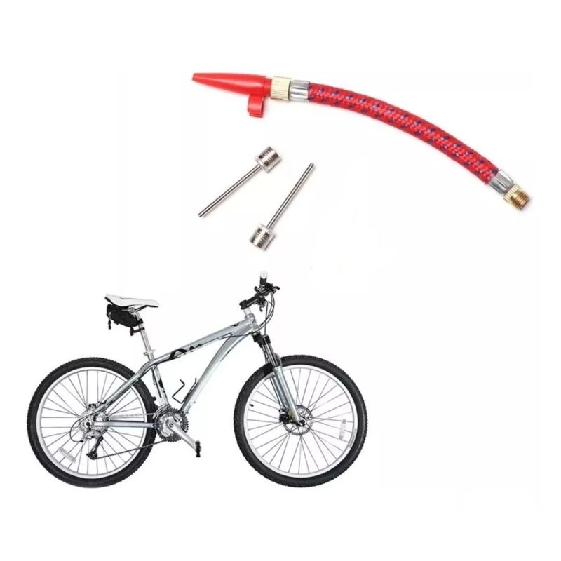 GENERICO - Kit De 5 Piezas Agujas De Inflar Balones Llanta Bicicletas Color Rojo