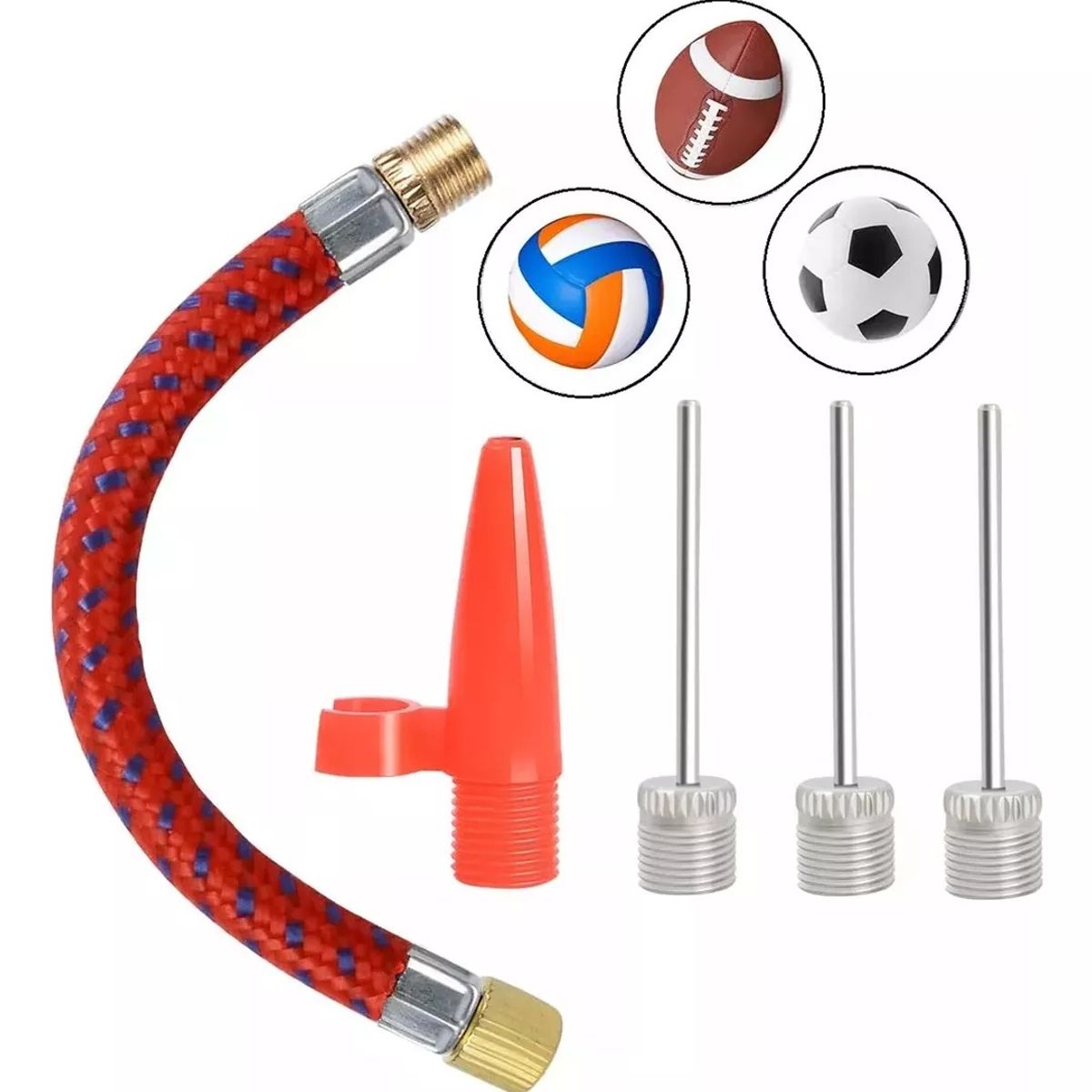 GENERICO - Kit De 5 Piezas Agujas De Inflar Balones Llanta Bicicletas Color Rojo
