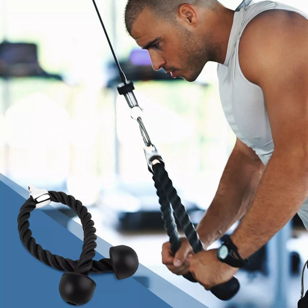 GENERICO - Cuerda Soga Para Tríceps Bíceps Polea Mancuernas Fitness