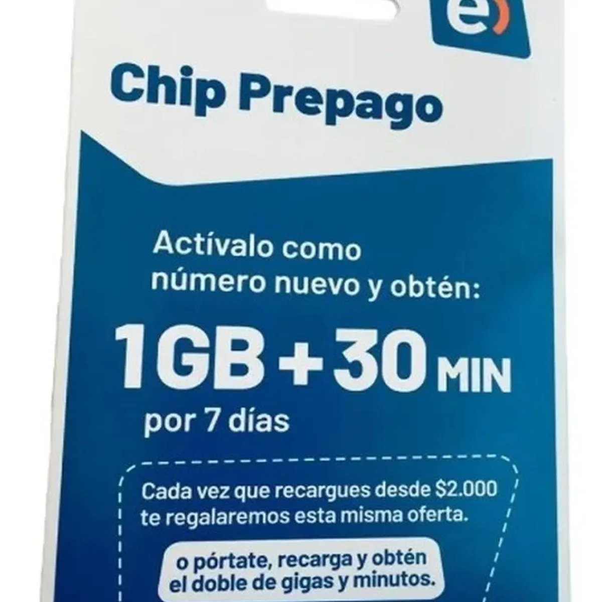 ENTEL - Chip Prepago Entel 30min + 1GB en Internet