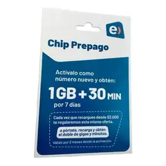 ENTEL - Chip Prepago 30min + 1GB en Internet