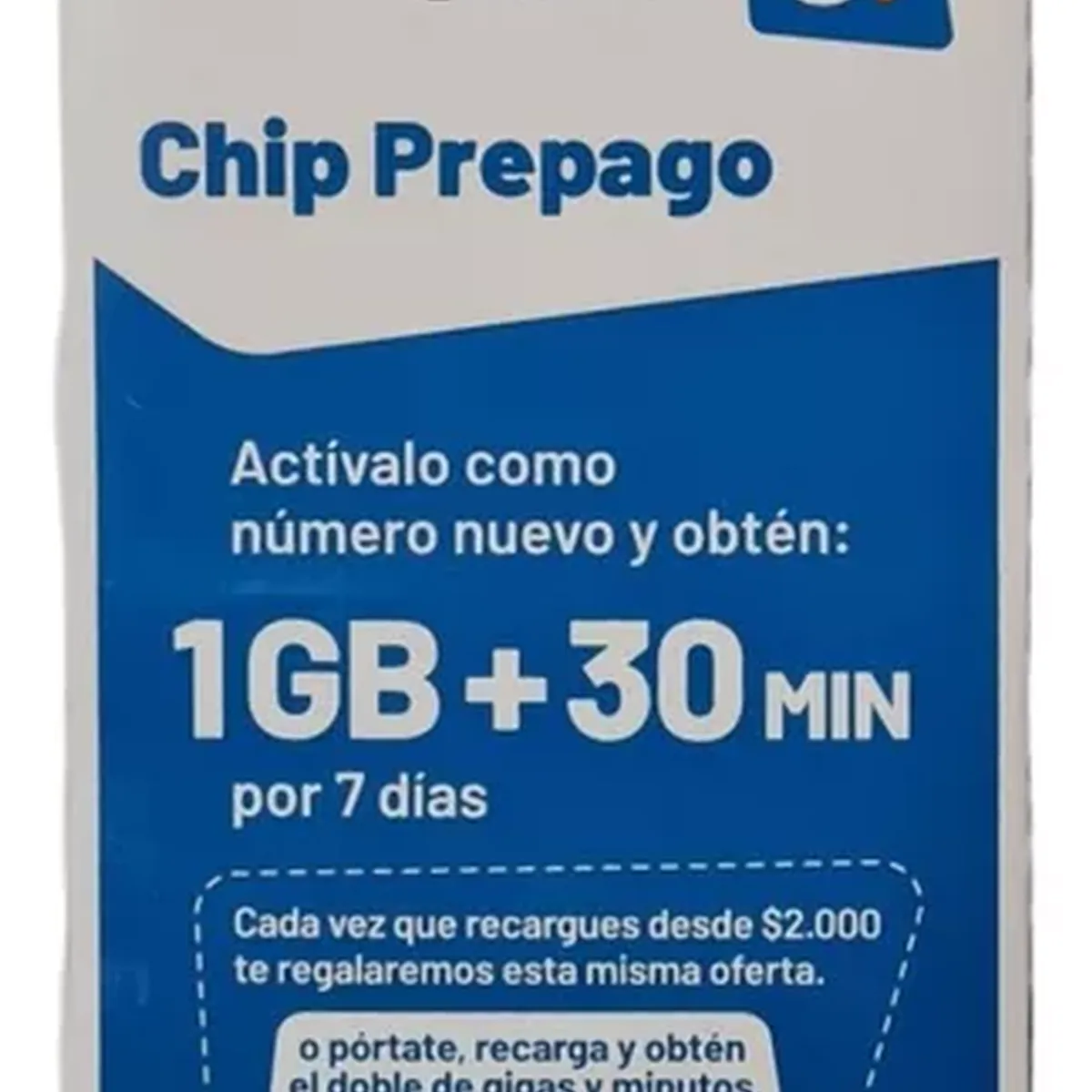 ENTEL - Chip Prepago Entel 30min + 1GB en Internet
