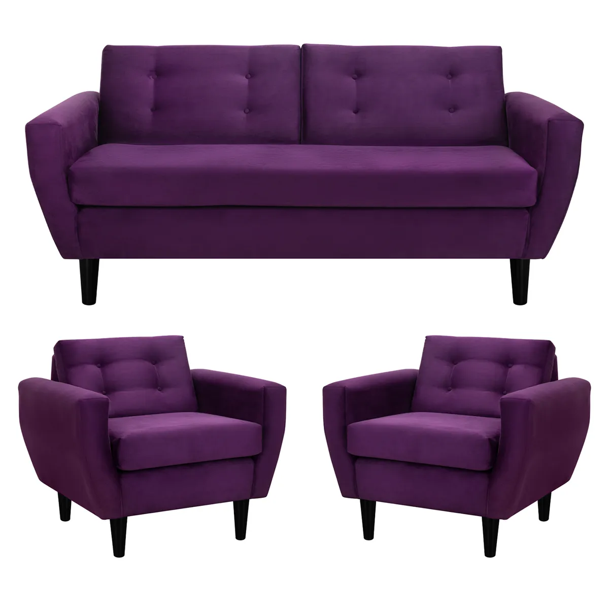 BODEVIR - Sofa Bote 3C+1+1 Felpa 00 Morado