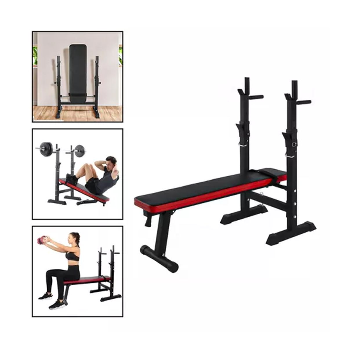 GENERICO - Press Banca Abdominal Reclinable Rack Pesas 5 Nivel Boomfit