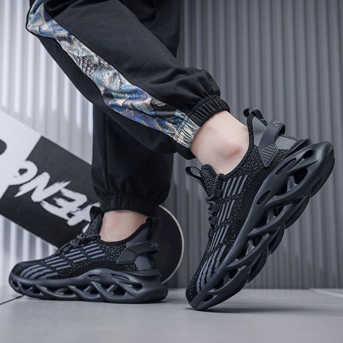 SHANDIAN - Zapatillas Deportivos Hueco Hombre Negro