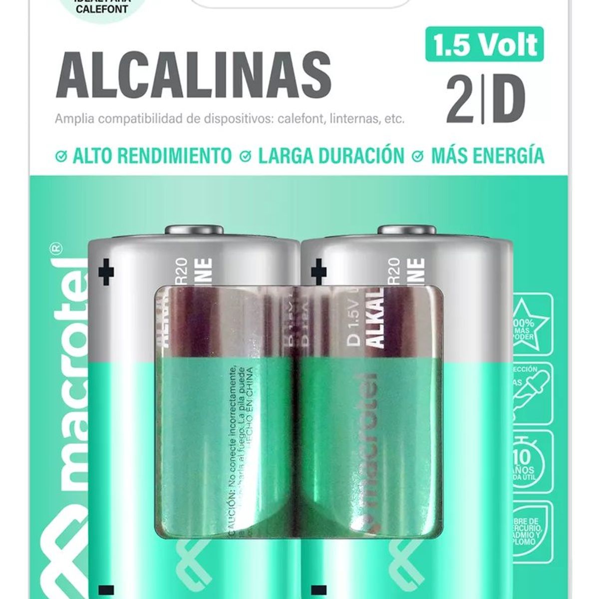 GENERICO - Pila D macrotel alcalina pack 2 unidades