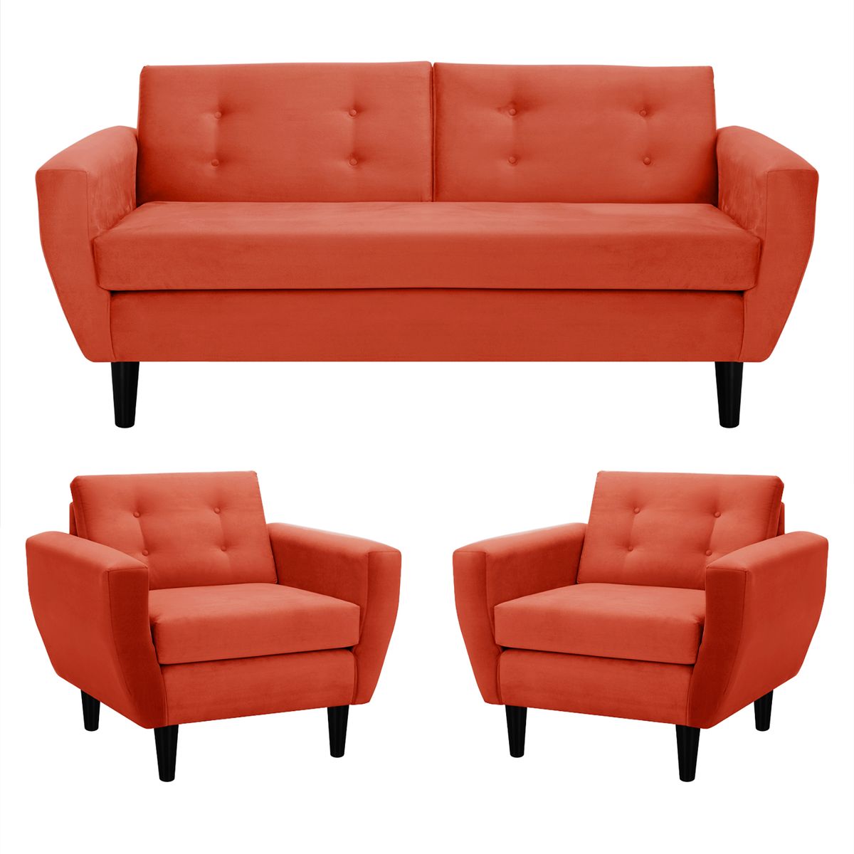 BODEVIR - Sofa Bote 3C+1+1 Felpa 00 Naranja