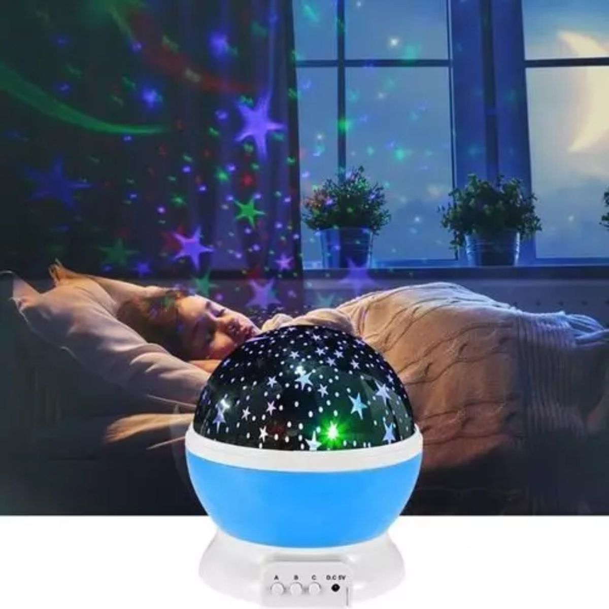 MOVI - Lampara Led Espantacucos Proyector Luz Estrellas Mesa Niños