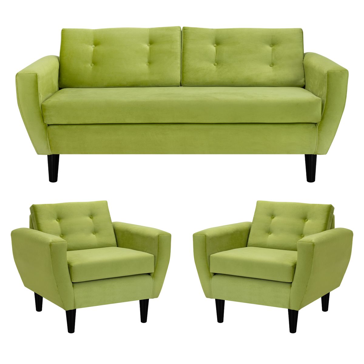 BODEVIR - Sofa Bote 3C+1+1 Felpa 00 Pistacho