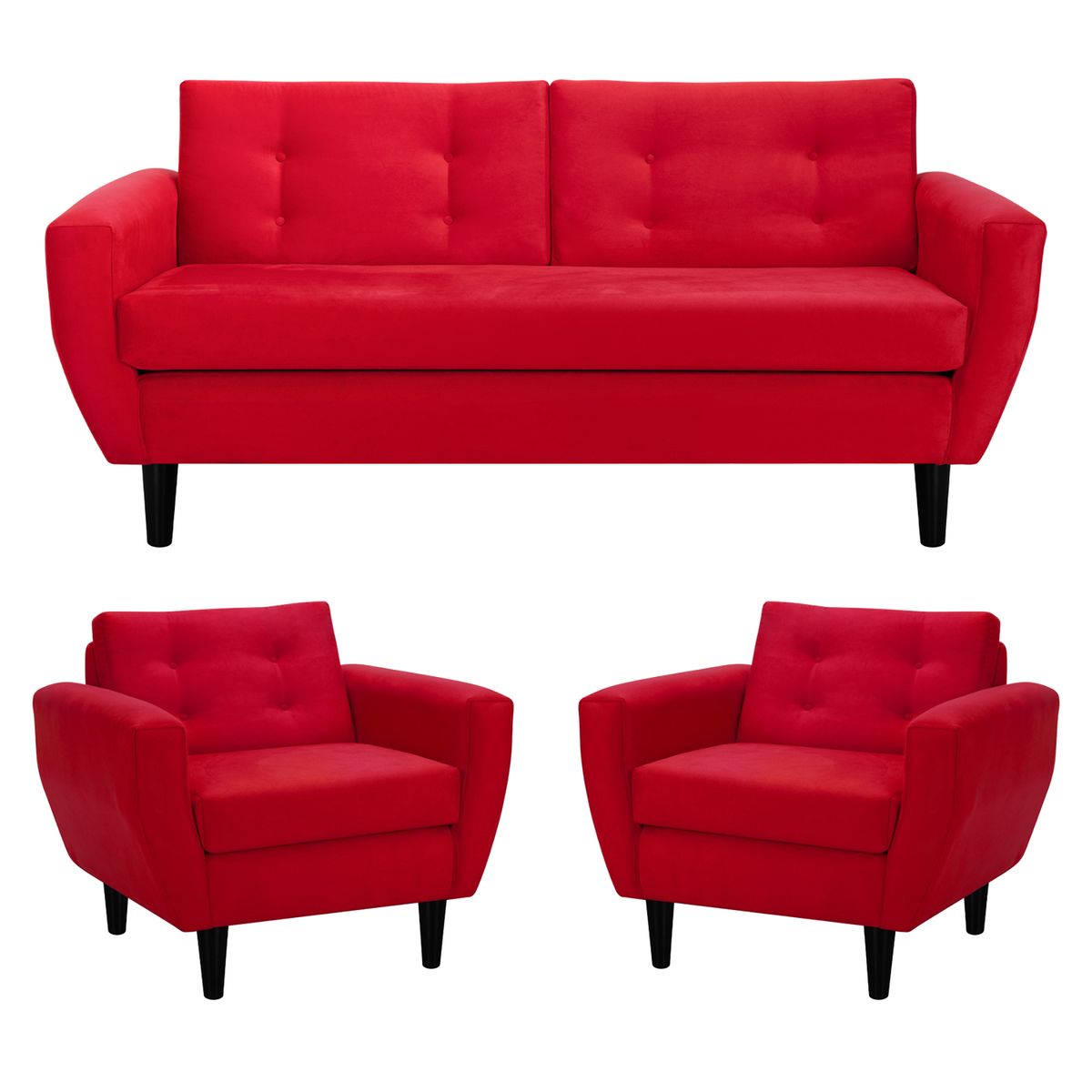 BODEVIR - Sofa Bote 3C+1+1 Felpa 00 Rojo