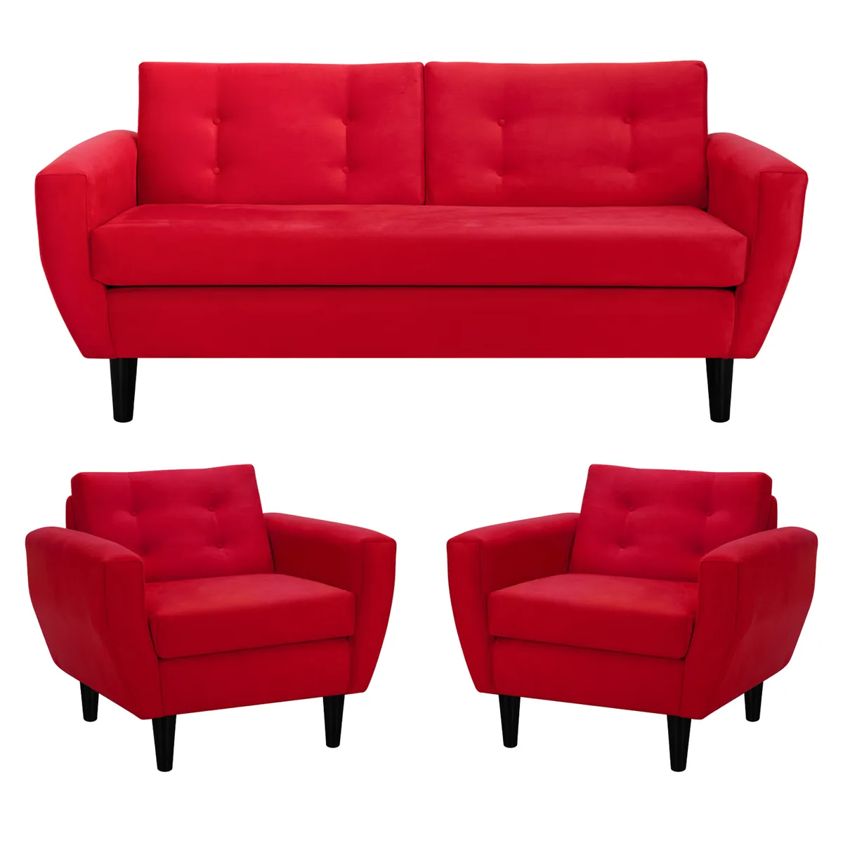 BODEVIR - Sofa Bote 3C+1+1 Felpa 00 Rojo