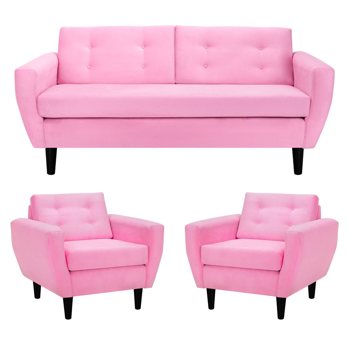 BODEVIR - Sofa Bote 3C+1+1 Felpa 00 Rosado