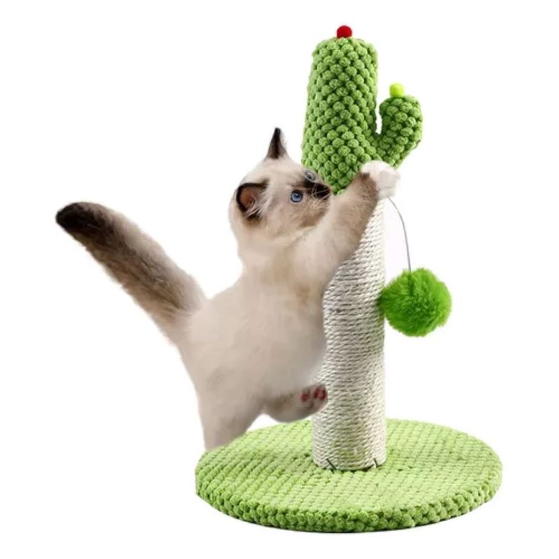 METALFER - Rascador Para Gato Con Pelota De Juguete En Forma De Cactus