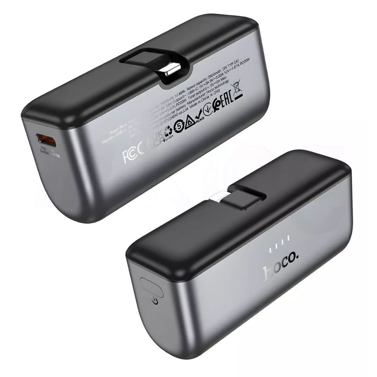 HOCO - Cargador Portátil Power Bank Batería Externa 5000mah Tipo C