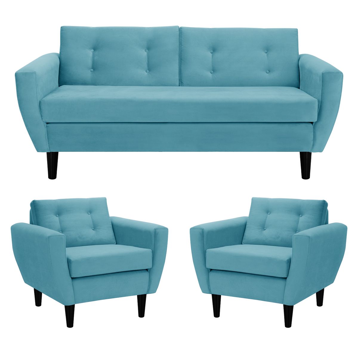 BODEVIR - Sofa Bote 3C+1+1 Felpa 00 Turquesa