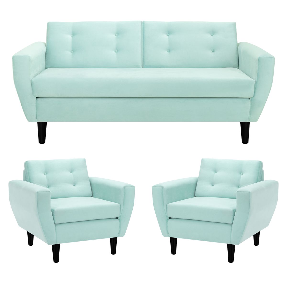 BODEVIR - Sofa Bote 3C+1+1 Felpa 00 Verde Agua