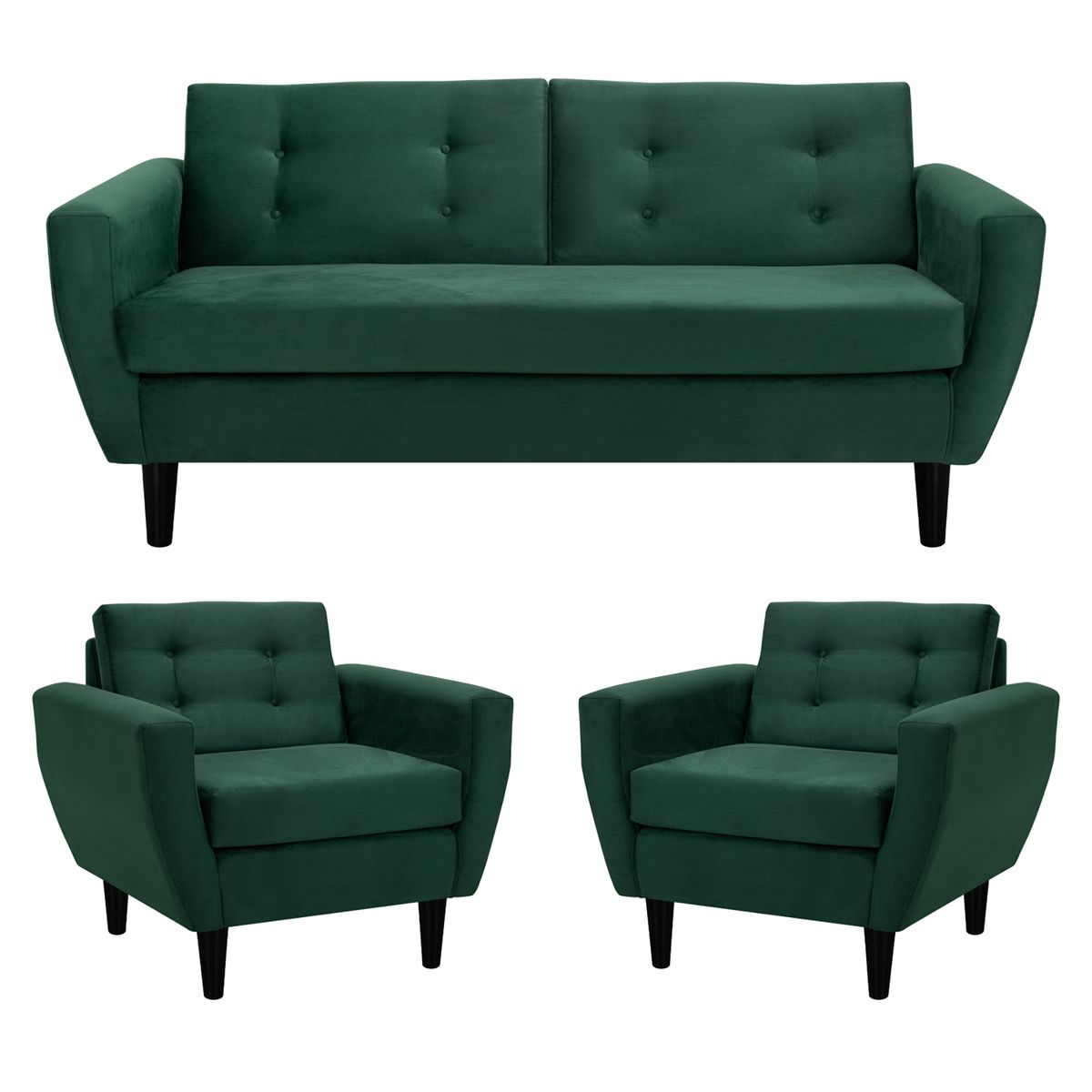 BODEVIR - Sofa Bote 3C+1+1 Felpa 00 Verde Botella