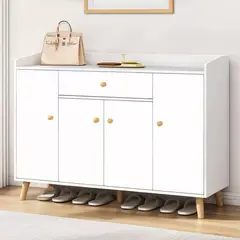 GENERICO - Zapatera Organizador Con 4 Puertas 1 Cajón Acomodar 24 Pares
