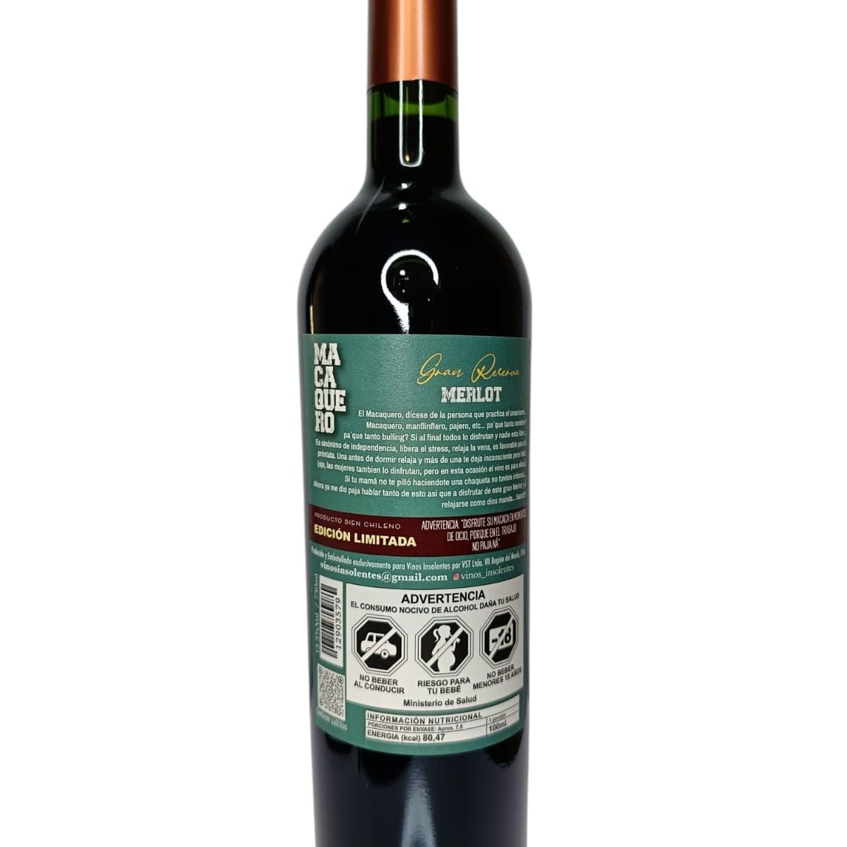 GENERICO - Vino Insolente Merlot Gran Reserva Macaquero
