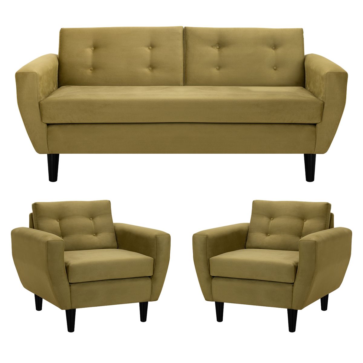 BODEVIR - Sofa Bote 3C+1+1 Felpa 00 Verde Musgo