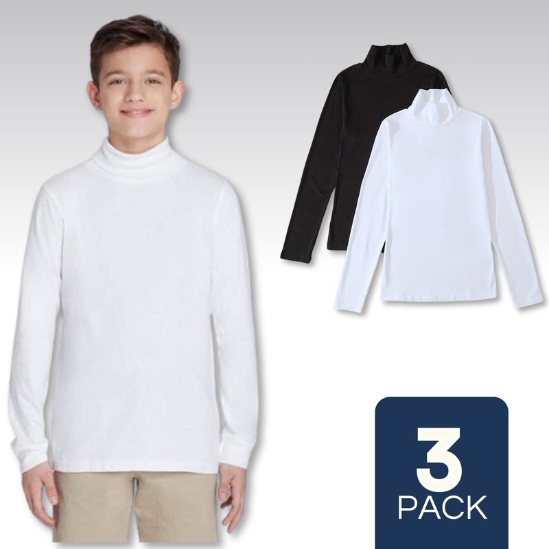 UTILISIMO - Pack 3 Camisetas Polera Beatle Algodón Niño Primera Capa Blanco Negro