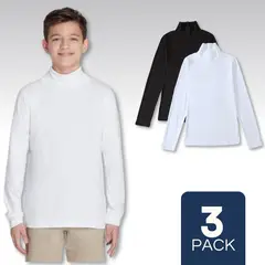 UTILISIMO - Pack 3 Camisetas Polera Beatle Algodón Niño Primera Capa Blanco Negro