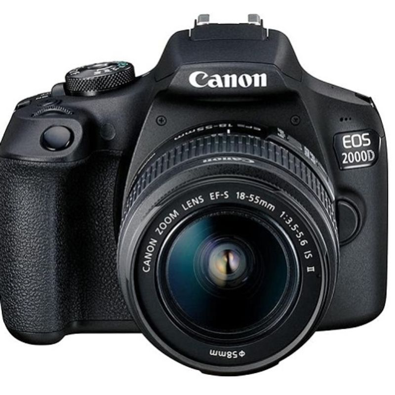 CANON - Canon EOS 2000D DSLR Cámara Con 18-55mm f/3.5-5.6 IS II Lente - Negro