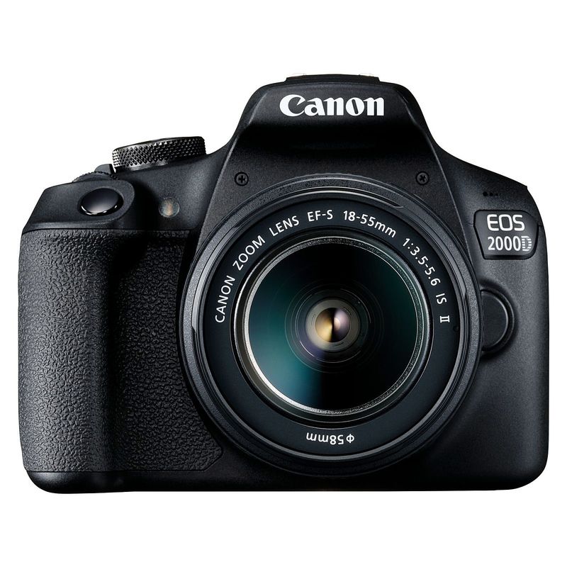 CANON - Canon EOS 2000D DSLR Cámara Con 18-55mm f/3.5-5.6 DC III Lente - Negro