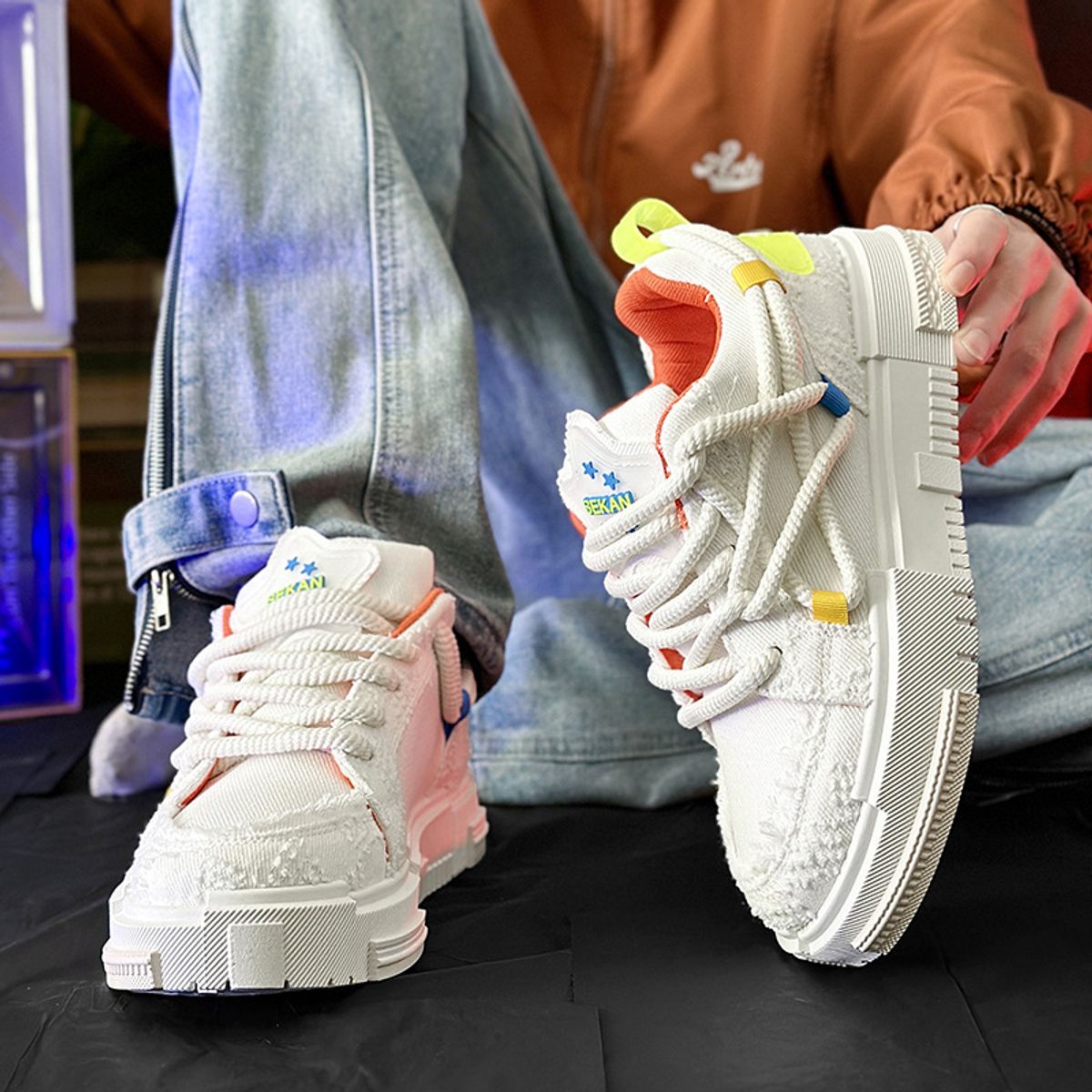 BLWOENS - Zapatillas deportivas de ocio para hombres - Naranja