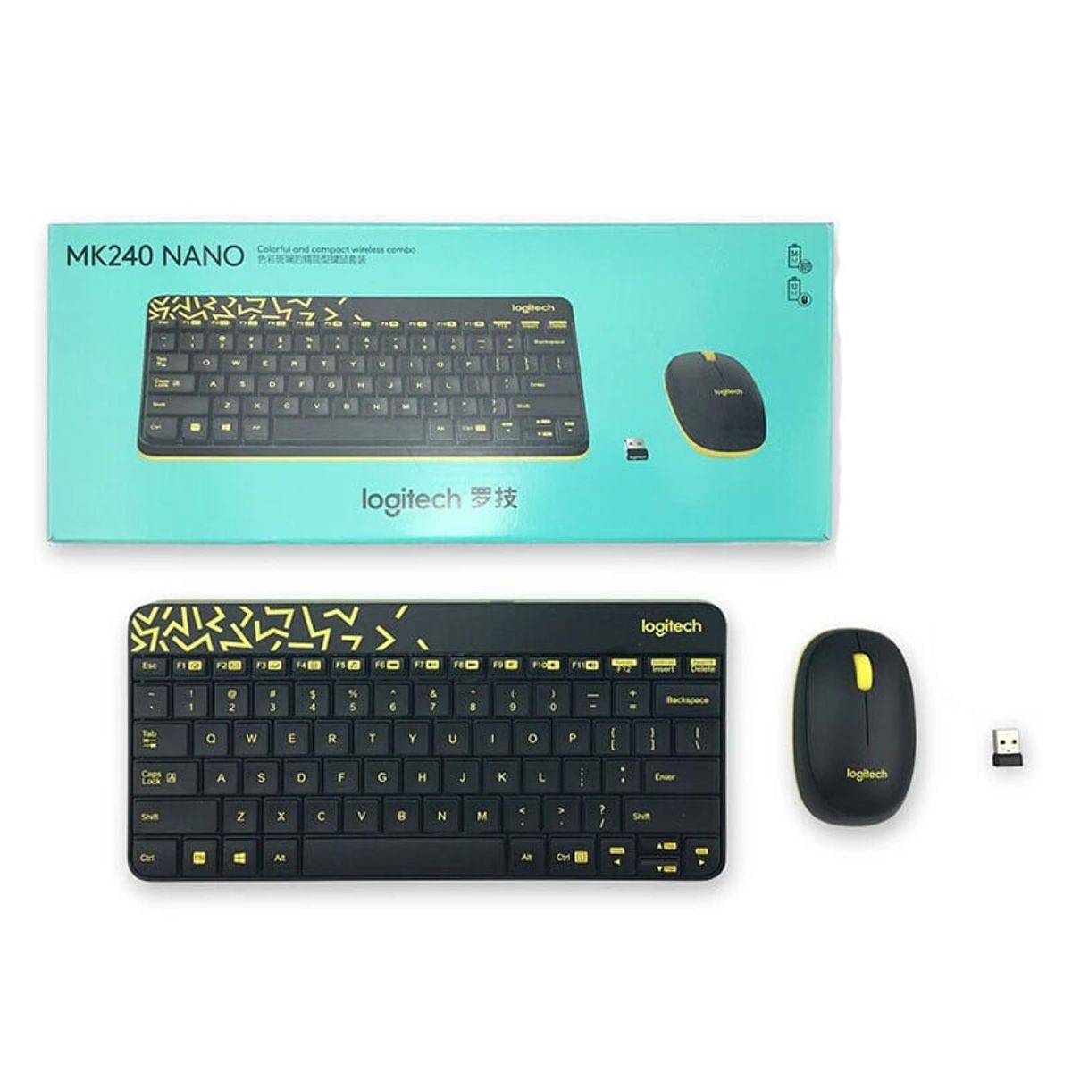 LOGITECH - Conjunto de teclado y mouse inalámbricos Logitech MK240 Nano - Negro.