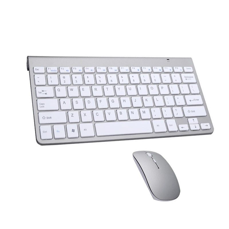 DANWEILE - Mini juego de teclado y ratón inalámbricos portátiles - plata