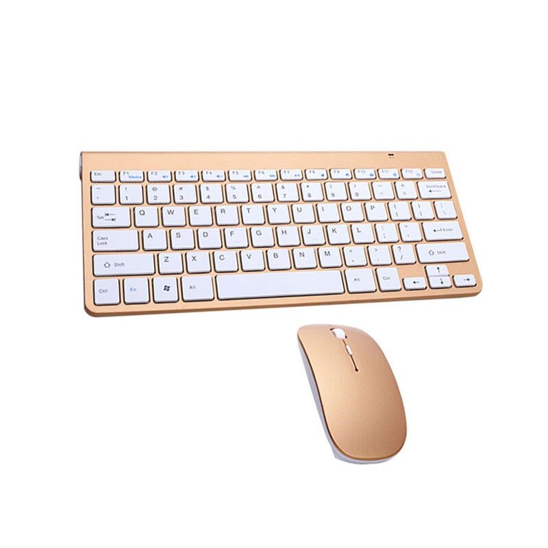 DANWEILE - Mini juego de teclado y ratón inalámbricos portátiles - Dorado