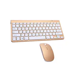 DANWEILE - Mini juego de teclado y ratón inalámbricos portátiles - Dorado