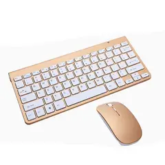 DANWEILE - Miniteclado y ratón inalámbricos USB de 24 G- color Dorado