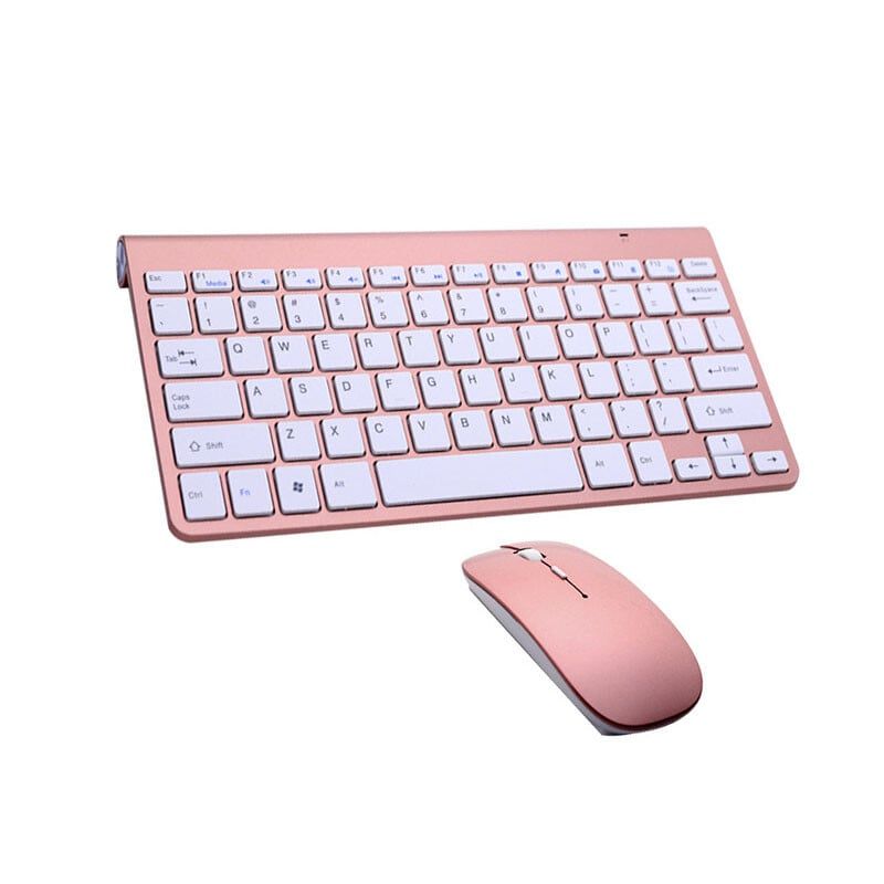 DANWEILE - Mini juego de teclado y ratón inalámbricos portátiles - rosa