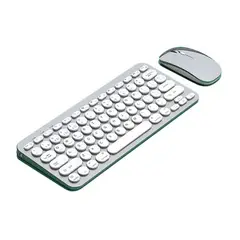 DANWEILE - Teclado y ratón inalámbricos de modo dual con Bluetooth - Blanco