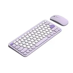 DANWEILE - Teclado y ratón inalámbricos de modo dual con Bluetooth - Púrpura.
