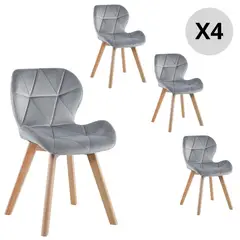 KLIK - Pack de 4 Sillas Para Comedor Radar Gris Felpa