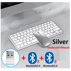 DANWEILE - Combinación de teclado y ratón inalámbricos Bluetooth 50y 24G Blanco.