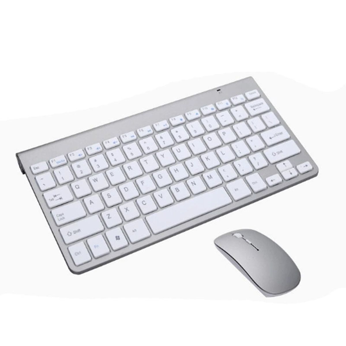 DANWEILE - Miniteclado y ratón inalámbricos USB de 24 G- color plateado