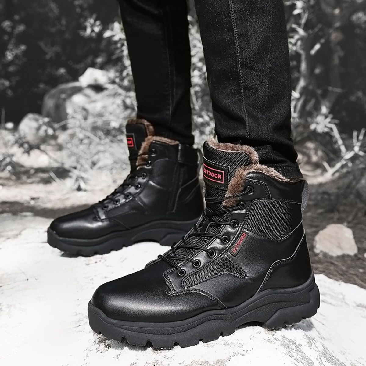 BLWOENS - Zapatillas de trekking de invierno para hombres Zapatos - Negro