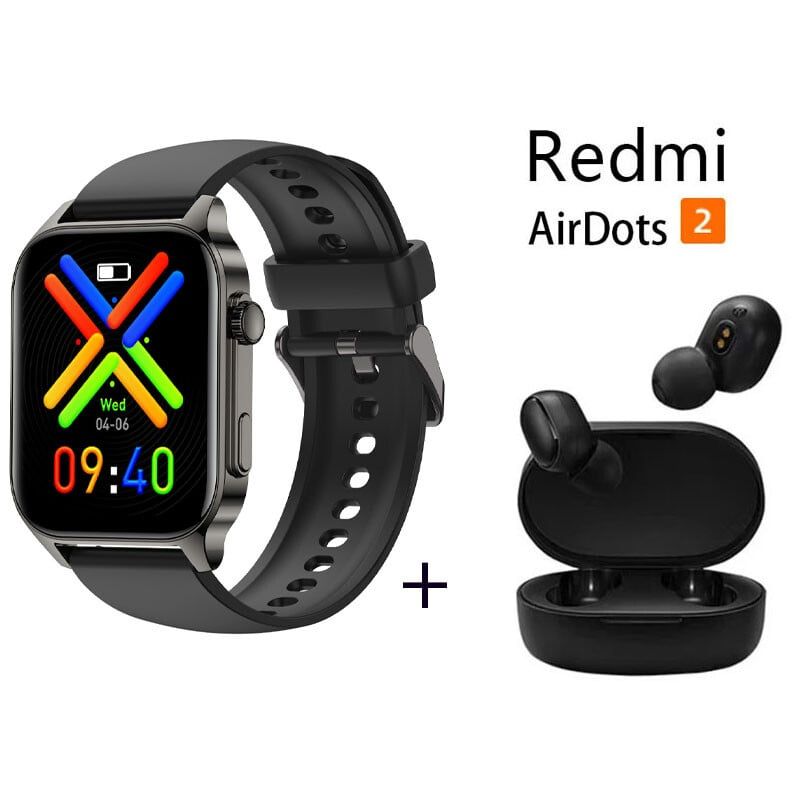 XIAOMI - 191”Reloj inteligente con pantalla grande+Xiaomi Redmi AirDots 2-Negro