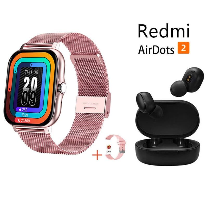 XIAOMI - Reloj inteligente rosa de 183 pulgadas + combo Xiaomi Redmi AirDots2
