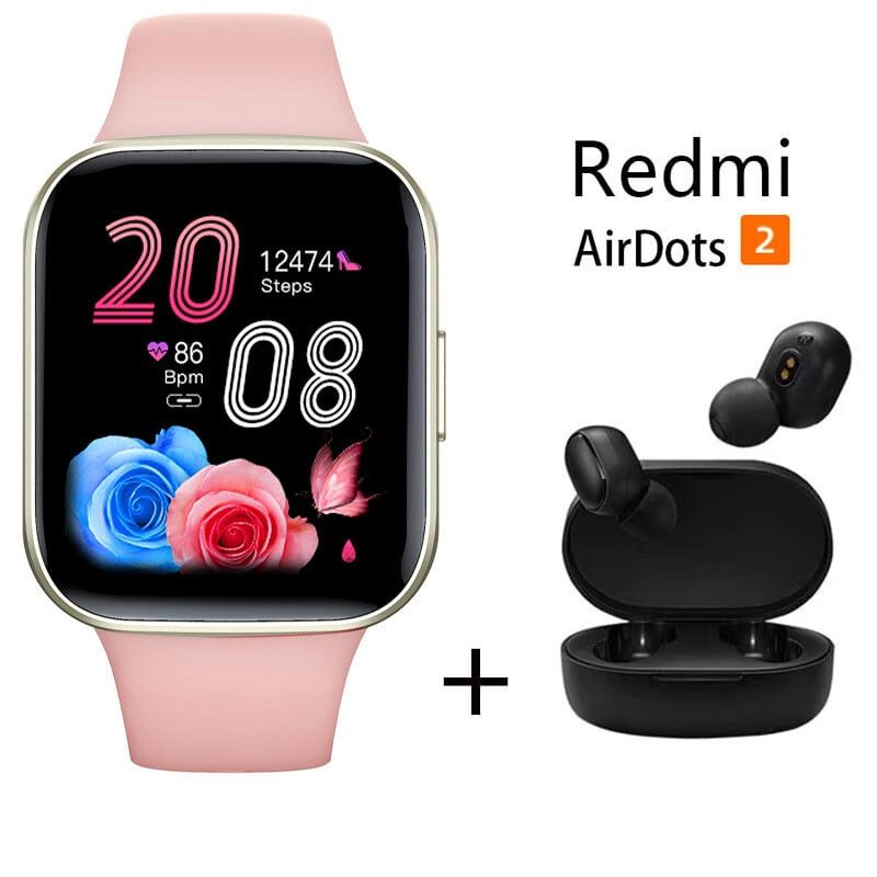 XIAOMI - Reloj inteligente Y83 + combo XIAOMI Redmi AirDots 2 - Rosa.
