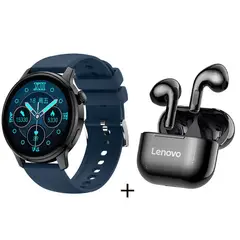 LENOVO - S46 reloj inteligente deportivo + combo LP40 - Azul